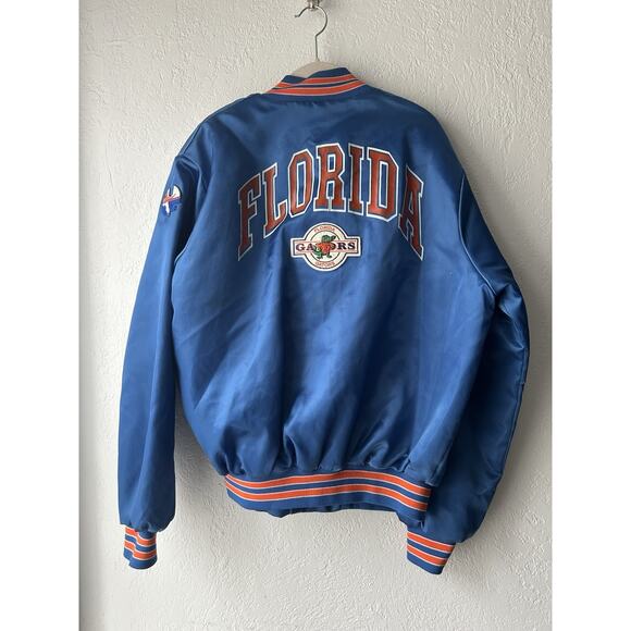 Vtg Locker Line Florida Gators Satin Bomber Jacket L Custom Patches Pins 90s USA - Picture 12 of 16